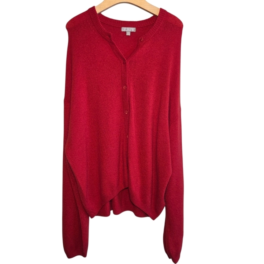 J. Crew Red Button-Up Long Sleeves Cardigan Sz XXL Minimalist Preppy Academia